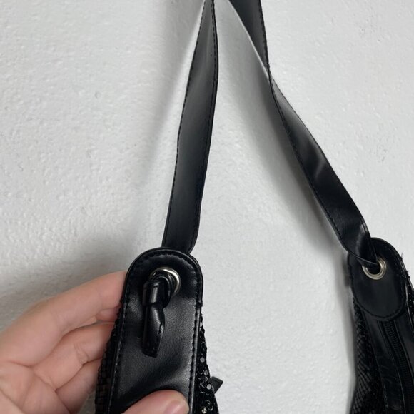 Valerie Stevens Y2K Black Metallic Shimmer Slouch Hand Bag w/ Faux Leather Strap - Picture 5 of 8